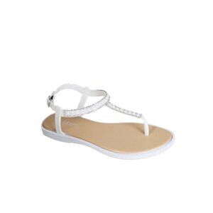 Fifth & Luxe women's pearl rhinestone t-strap flat sandal 7/8 NWT